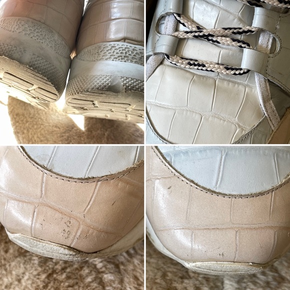 Freda Salvador Mikey Croc Embossed Leather Sneakers Neutral Combo Size 10 - Picture 12 of 13
